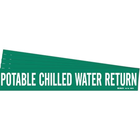 Brady POTABLE Chilled Wtr Ret Pipe Marker Style 1HV WT on GN 1 per Card, 5 PK 106131-PK